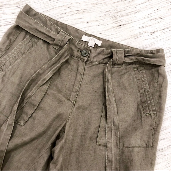 LOFT Olive Cropped Cargo Pants Size 2P - Picture 6 of 8